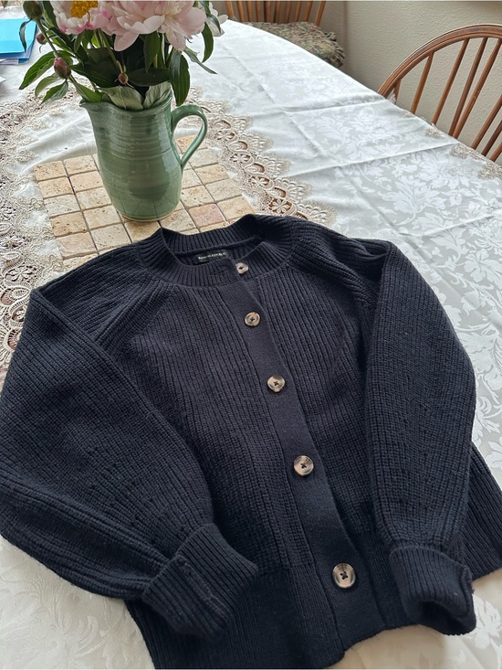 Banana Republic Sweaters - Banana Republic Black Ribbed Button-Front Cardigan Medium
